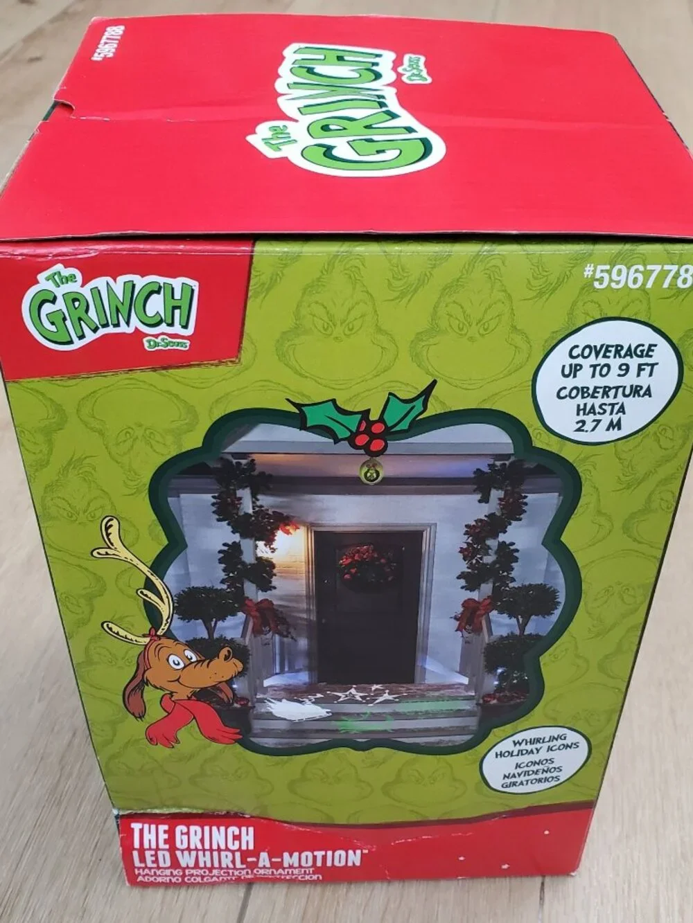 The Grinch LED Whirl-A-Motion Hanging Projector Ornament Holiday Christmas NEW